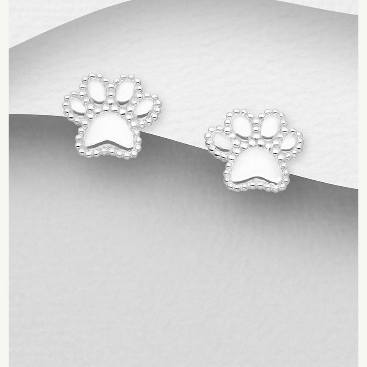 Sterling Silver Paw Print Earrings