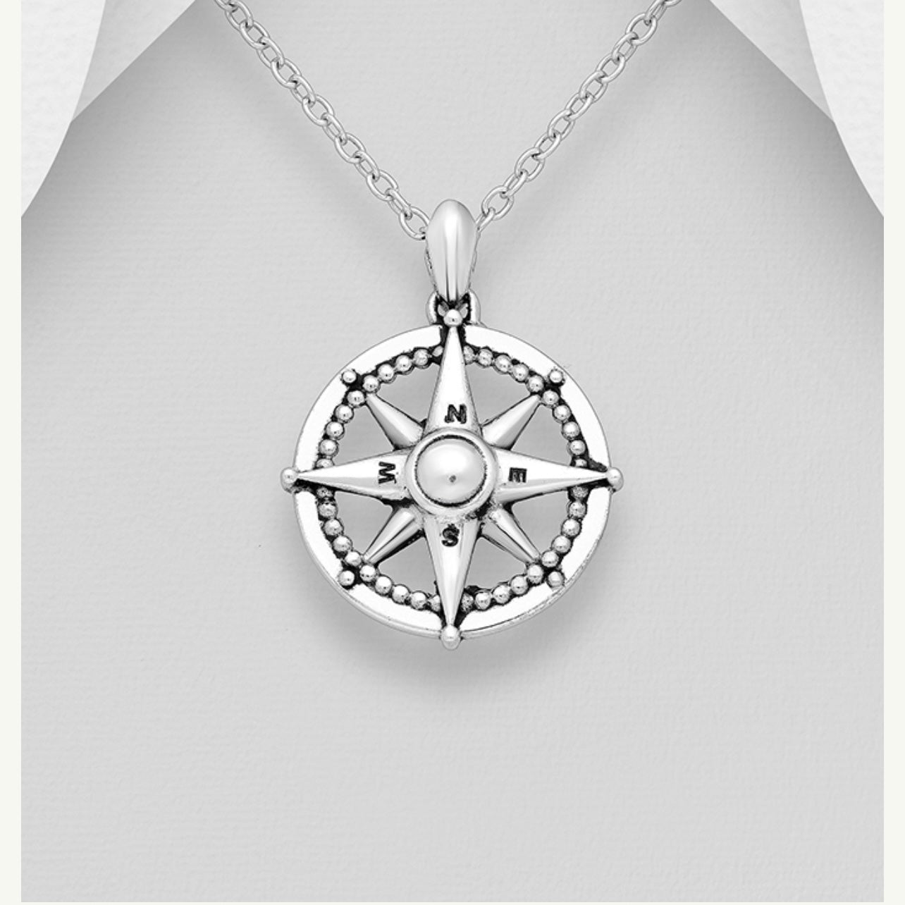 Davina – Bibie™ Sterling Silver Detailed Compass Pendant Necklace