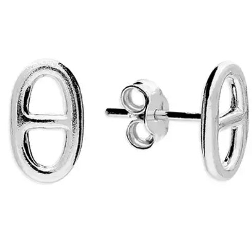 Berlin – Sterling Silver Simple Oval Stud Earrings | Bibie™