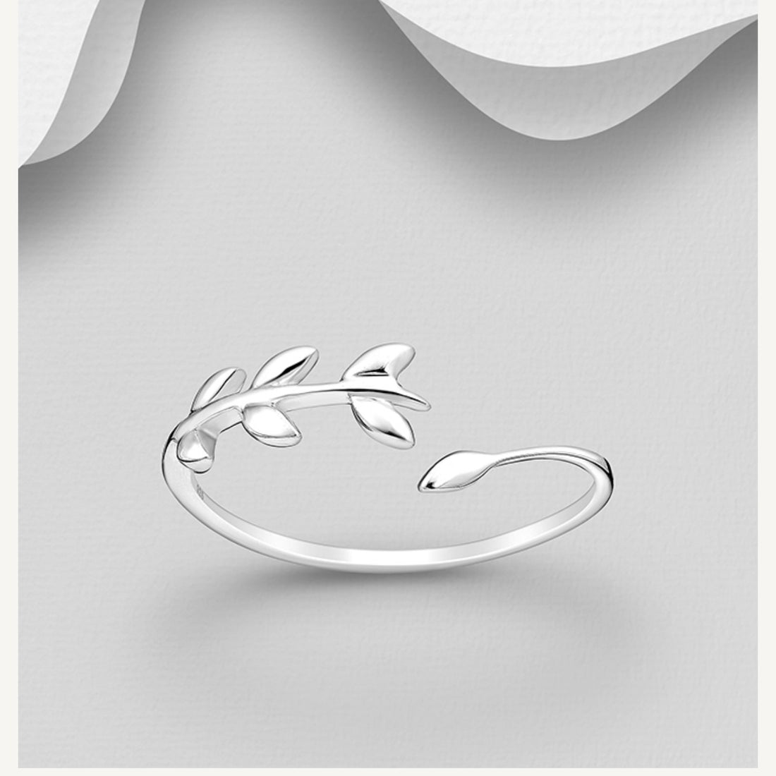 Bibie™ Miranda – Sterling Silver Adjustable Leaf Ring