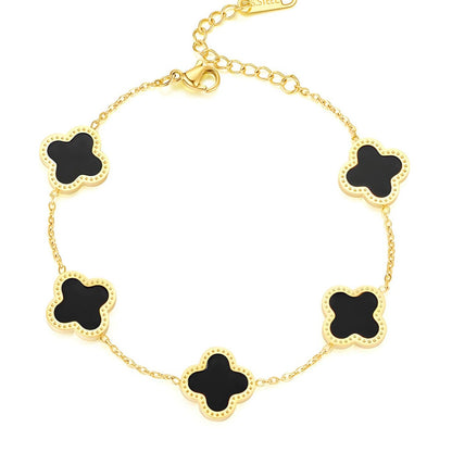 Gabs – Waterproof Clover Enamel Bracelet in Gold | Bibie™