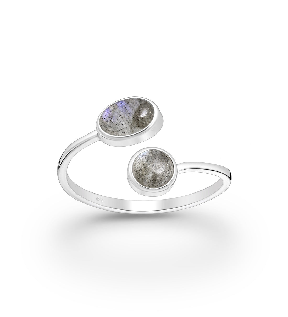 Kaye – Sterling Silver Adjustable Wrap Ring with Natural Stone Design