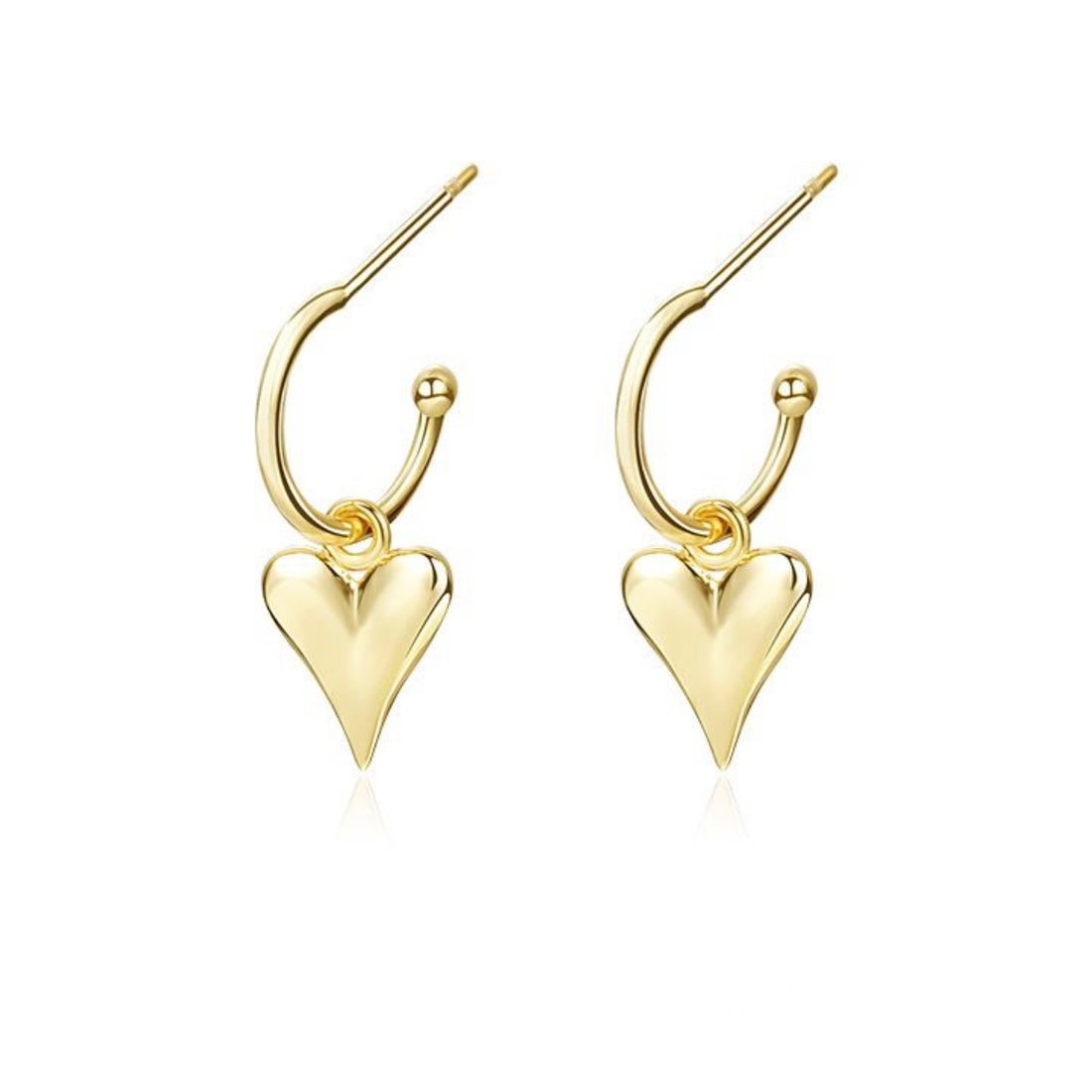 Arla – Sterling Silver Gold Vermeil Heart Drop Earrings | Bibie™
