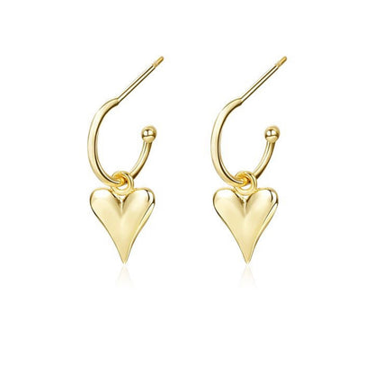 Arla – Sterling Silver Gold Vermeil Heart Drop Earrings | Bibie™