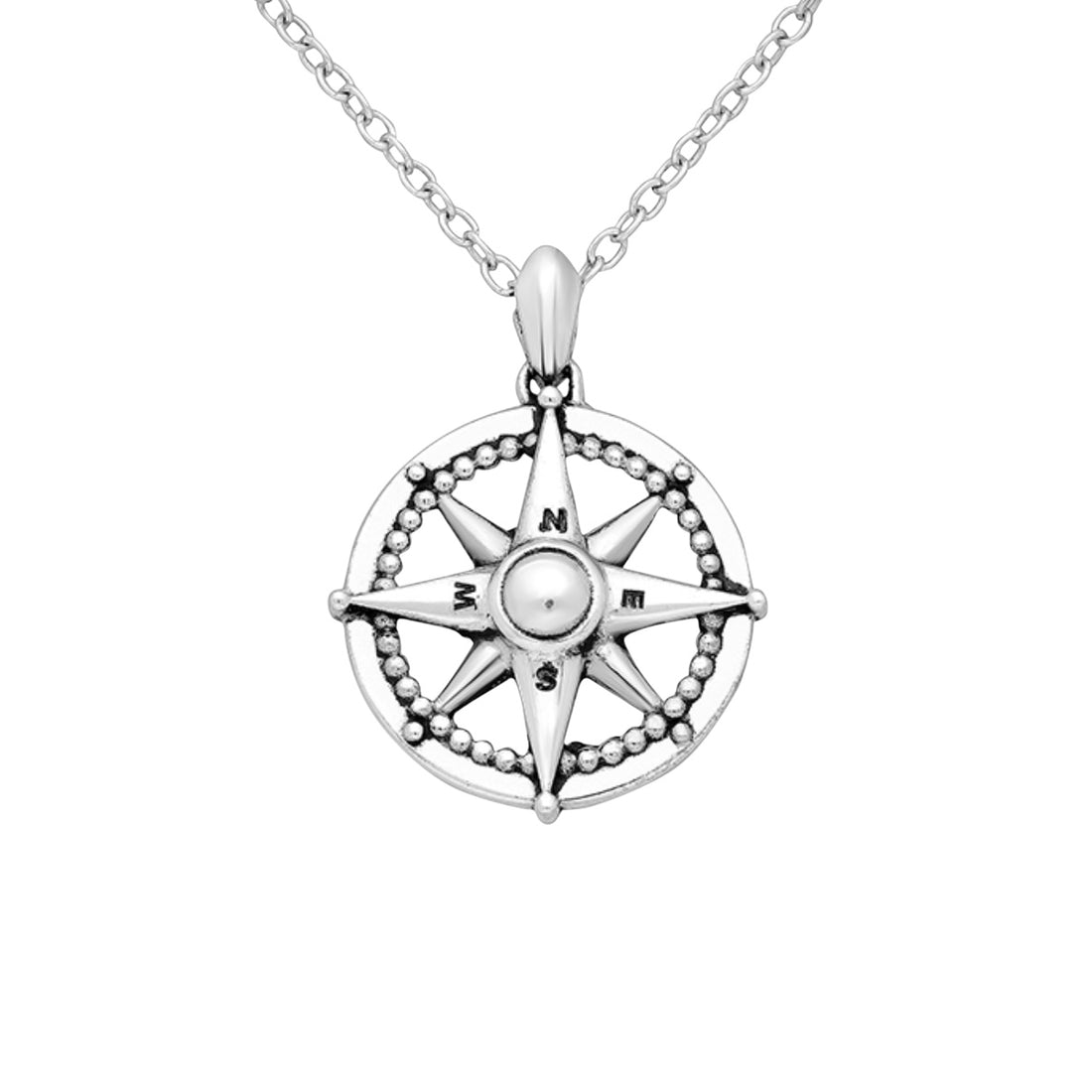 Davina – Bibie™ Sterling Silver Detailed Compass Pendant Necklace