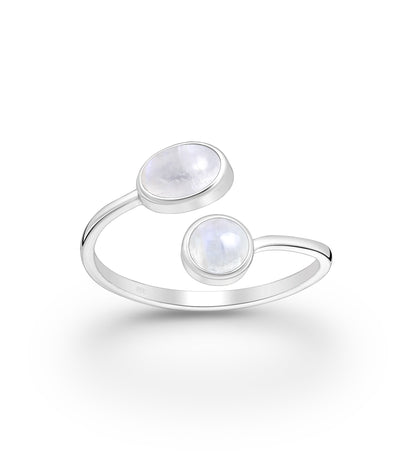 Kaye – Sterling Silver Adjustable Wrap Ring with Natural Stone Design