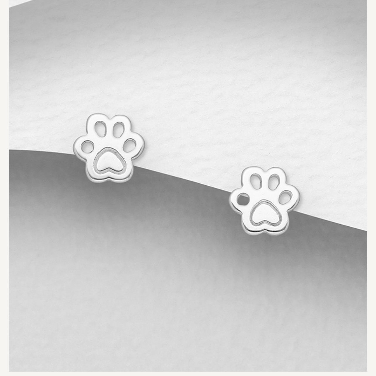 Sterling Silver Paw Print Earrings