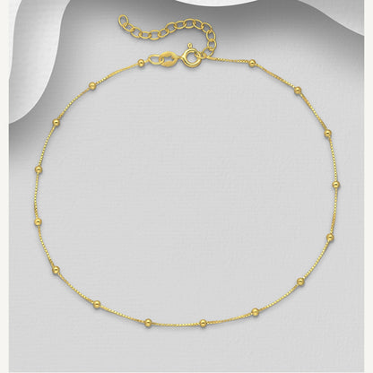 Kiera – Sterling Silver Anklet in Silver or Gold Vermeil | Bibie™