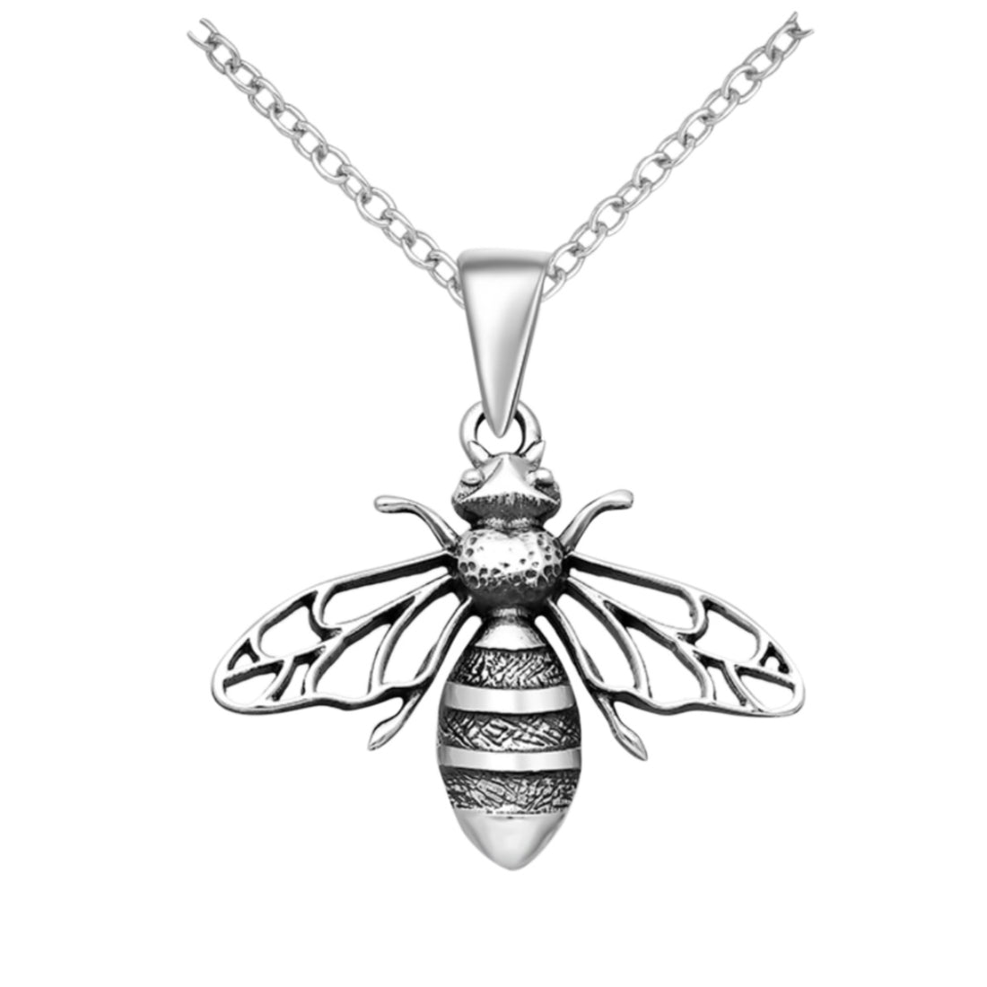 Sadie – Bibie™ Sterling Silver 3D Bee Drop Pendant Necklace