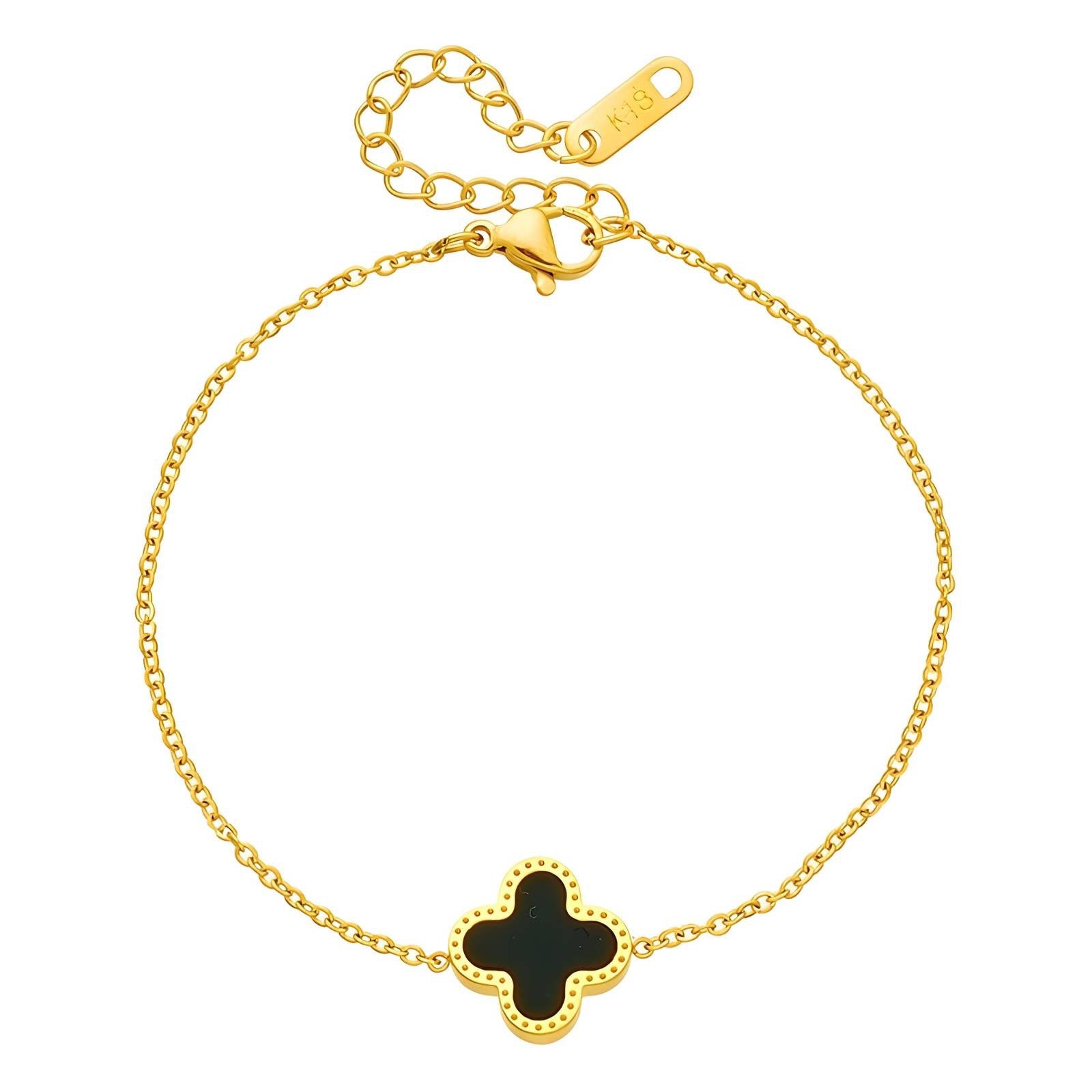 Gabs – Waterproof Clover Enamel Bracelet in Gold | Bibie™