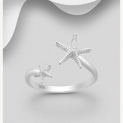 Zara – Handcrafted Sterling Silver Adjustable Starfish Wrap Ring