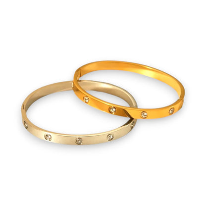 Bettsy – Waterproof Stainless Steel CZ Crystal Bangle with Clip Fastening