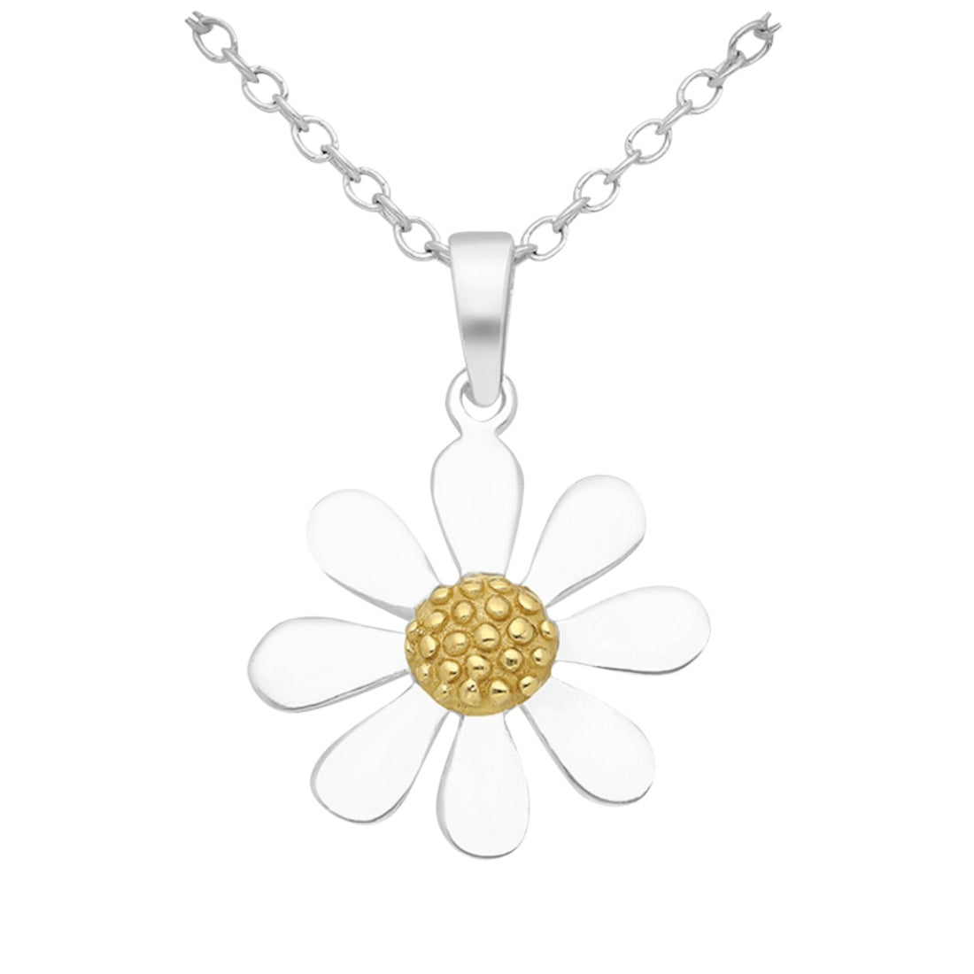 Daisy – Bibie™ Sterling Silver & Gold Vermeil Daisy Pendant Necklace