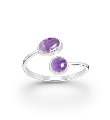 Kaye – Sterling Silver Adjustable Wrap Ring with Natural Stone Design