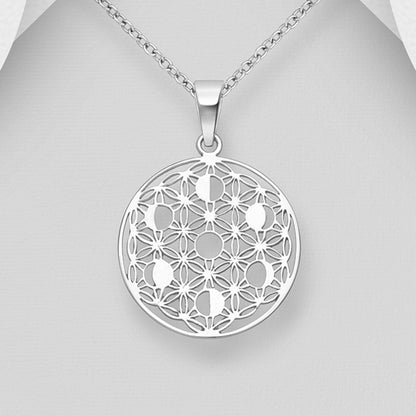 Deandra – Bibie™ Sterling Silver Flower of Life &amp; Lunar Phases Pendant