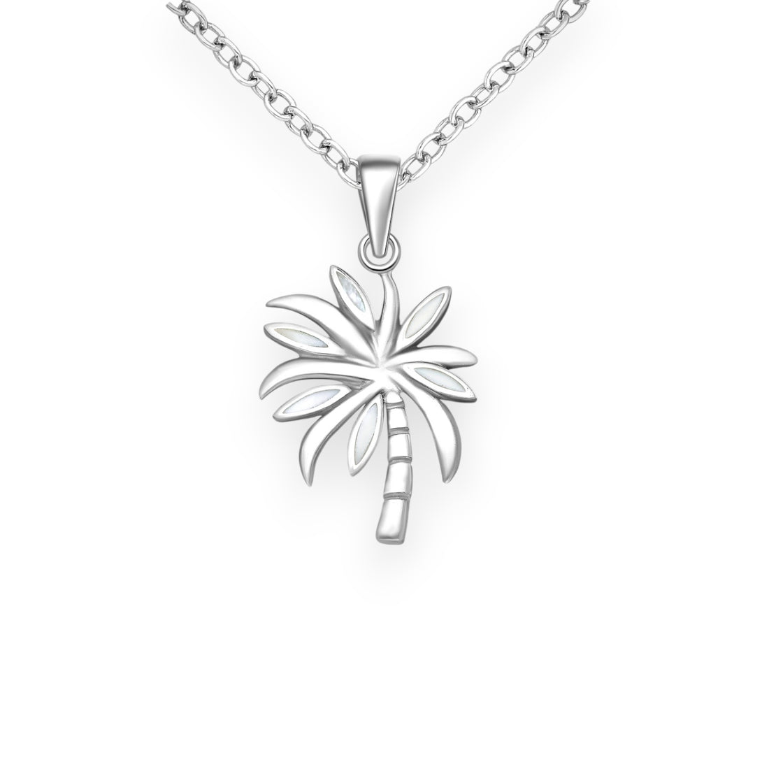 Aniline – Sterling Silver Palm Tree Pendant with Abalone &amp; MOP Inlay