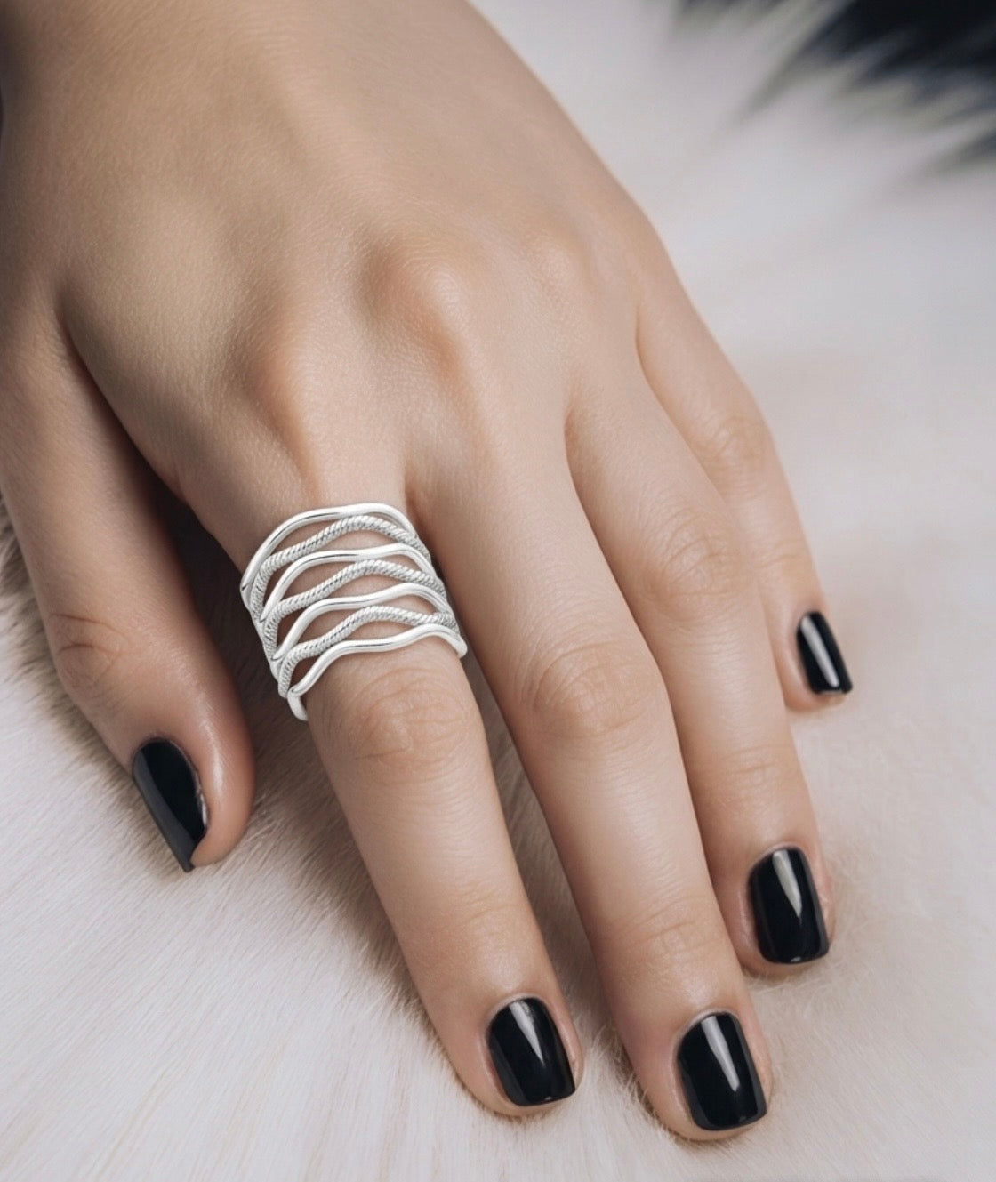 Sterling Silver Adjustable Statement Ring