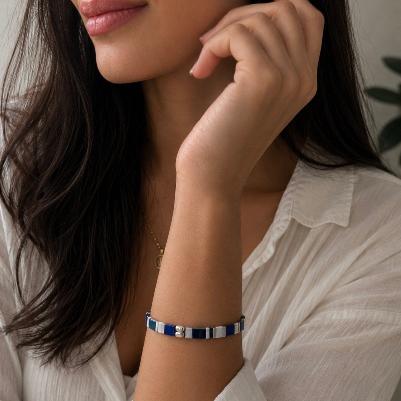 Sterling Silver Tila Bead Bracelet