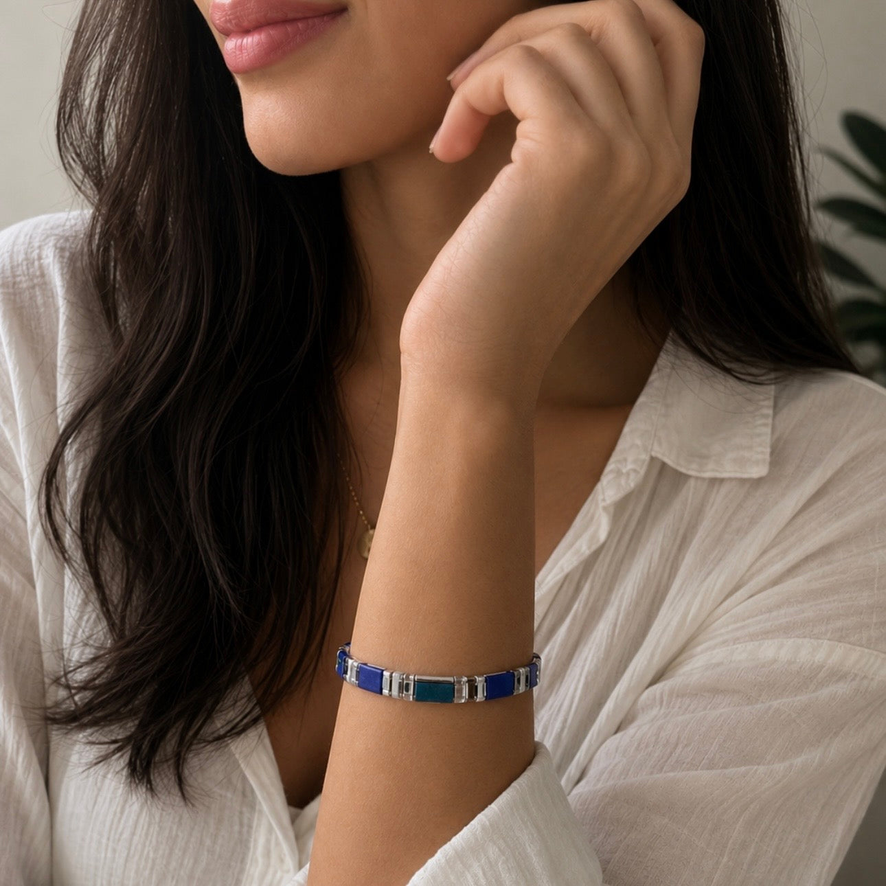Sterling Silver Tila Bead Bracelet