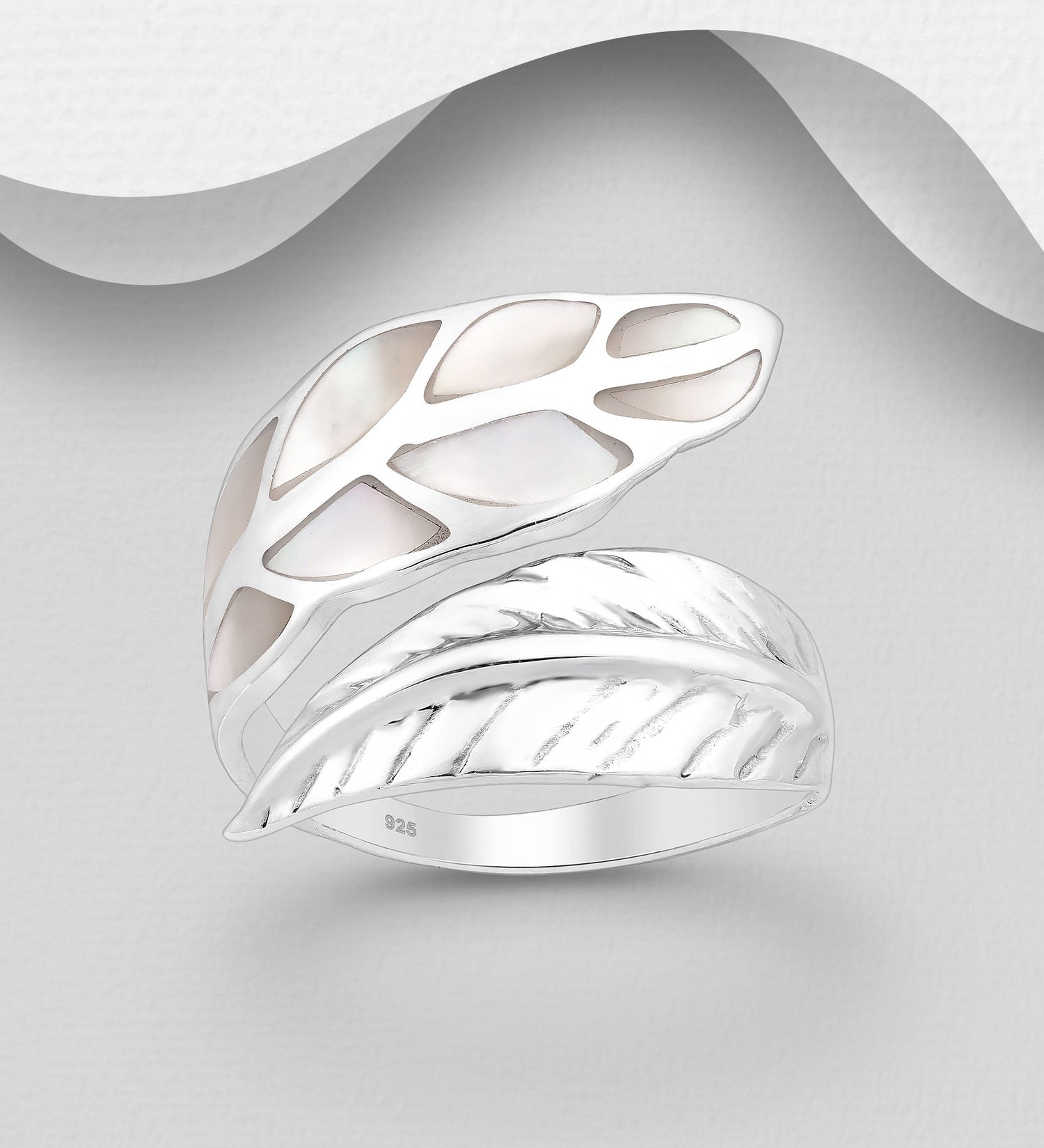Sterling Silver Adjustable Enamelled Leaf Statement Ring| Bibie™