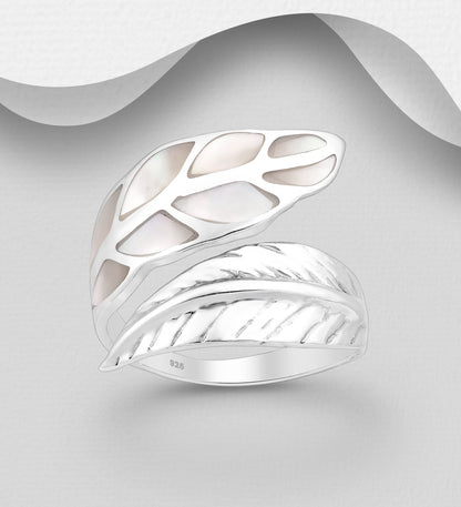 Sterling Silver Adjustable Enamelled Leaf Statement Ring| Bibie™