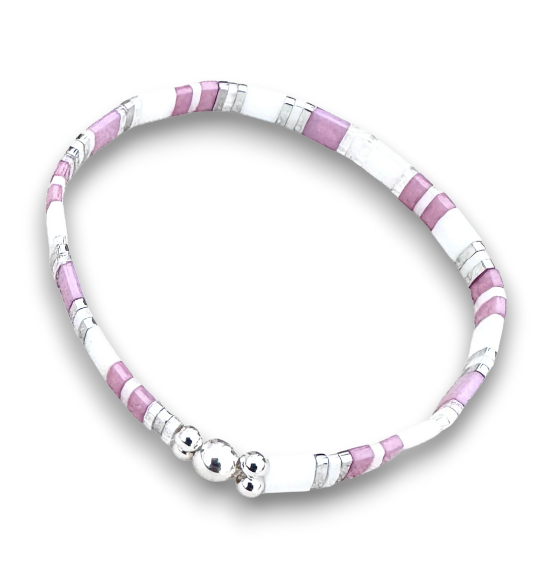 Kiki2 Sterling Silver &amp; Japanese Tila Bead Bracelet