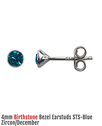 Sterling Silver Blue Zircon Stud Earrings
