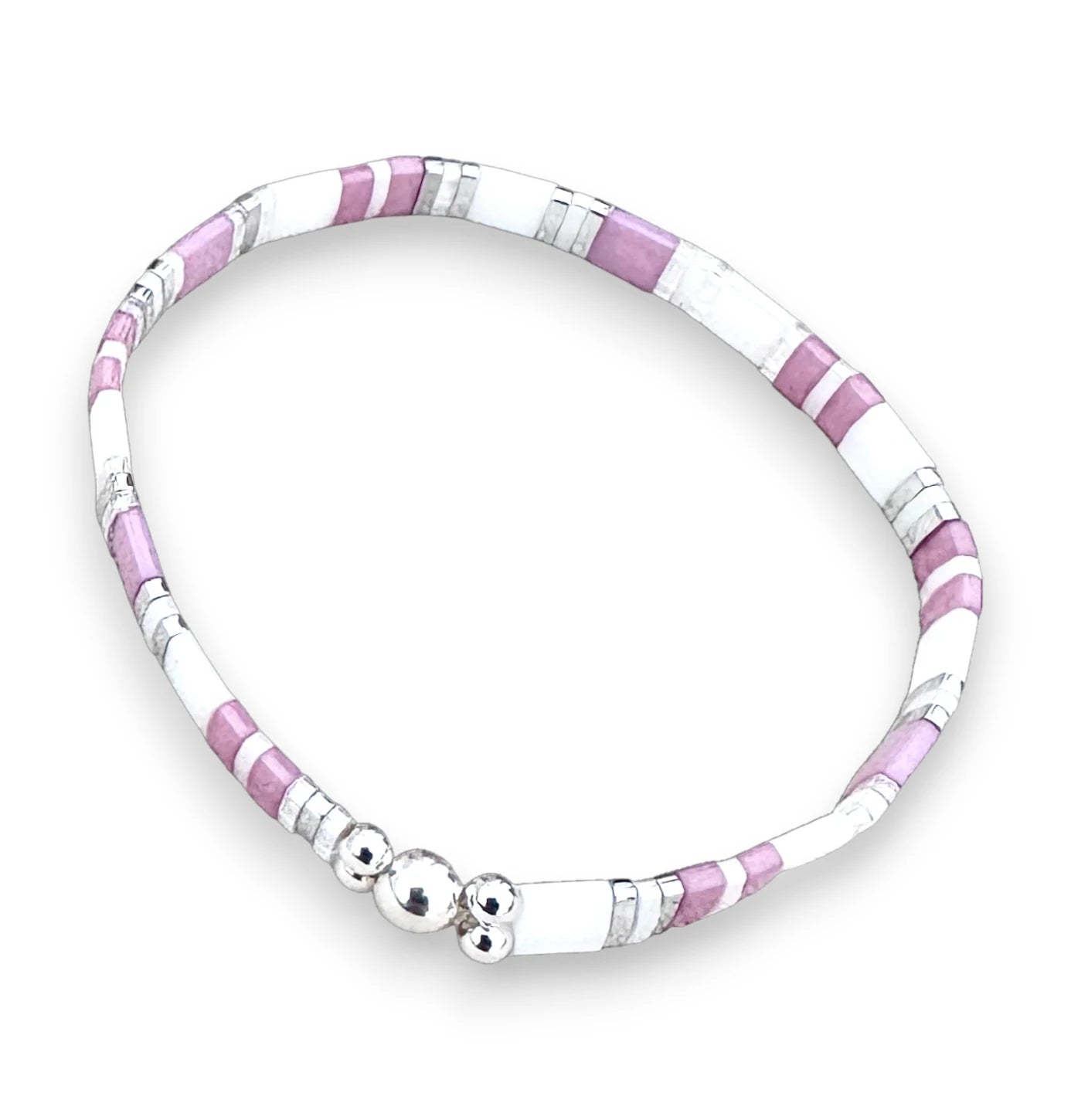 Kiki2 Sterling Silver &amp; Japanese Tila Bead Bracelet