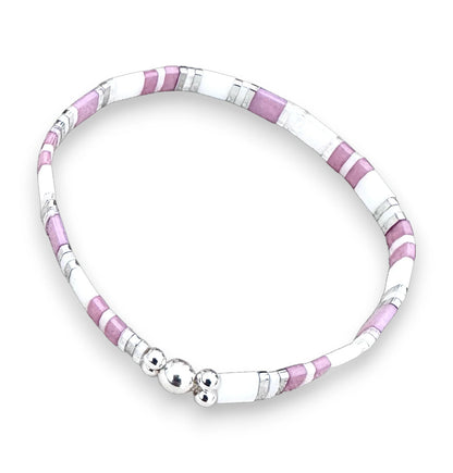 Kiki2 Sterling Silver &amp; Japanese Tila Bead Bracelet