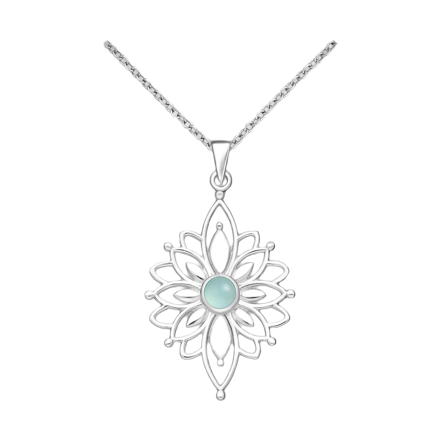 Sterling Silver Natural Stone Pendant Necklace – Elegant Jewelry