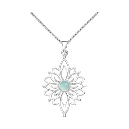 Sterling Silver Natural Stone Pendant Necklace – Elegant Jewelry