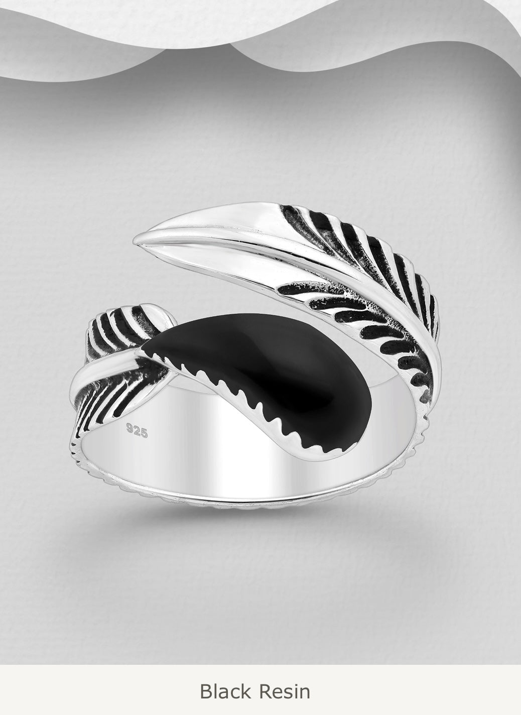 Sadia – Bibie™ Sterling Silver Adjustable Feather Statement Ring