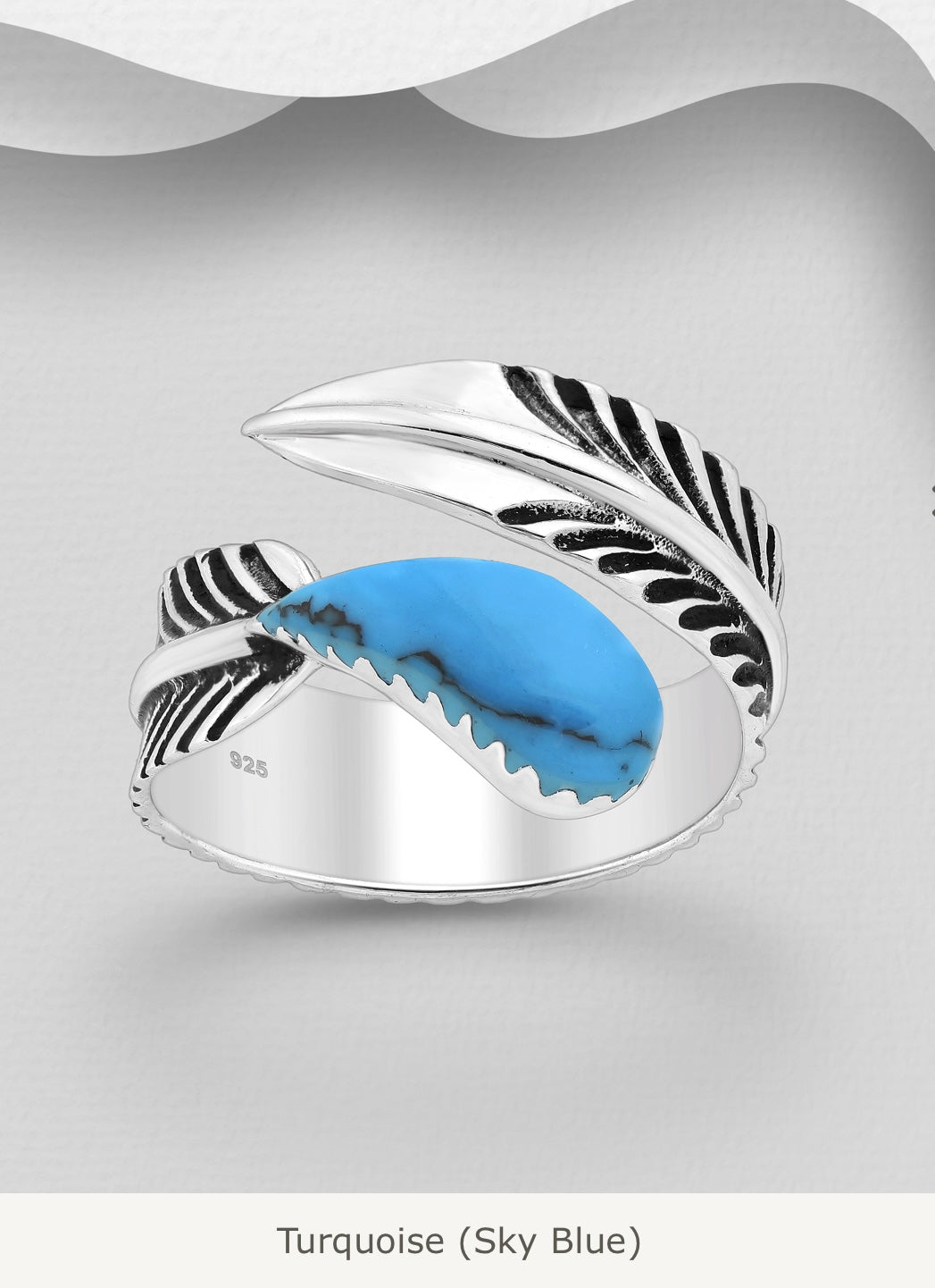 Sadia – Bibie™ Sterling Silver Adjustable Feather Statement Ring