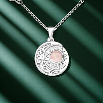 925 Sterling Silver Moon and Sun Pendant Necklace