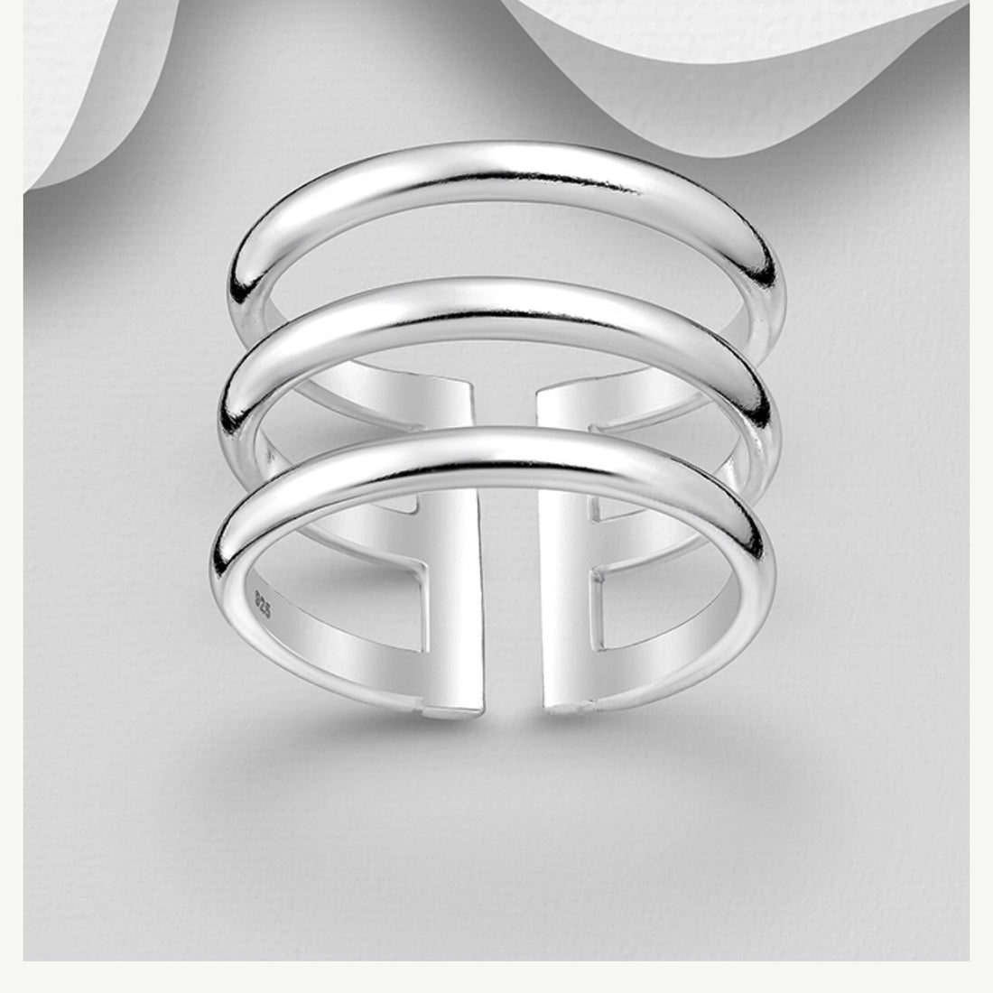 Isabelle – Bibie™ Sterling Silver Adjustable Tiered Statement Ring
