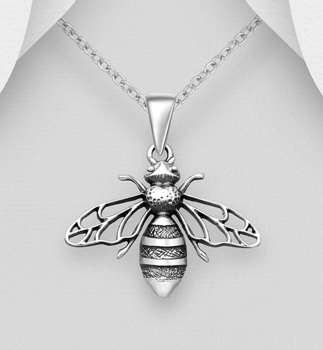 Sadie – Bibie™ Sterling Silver 3D Bee Drop Pendant Necklace