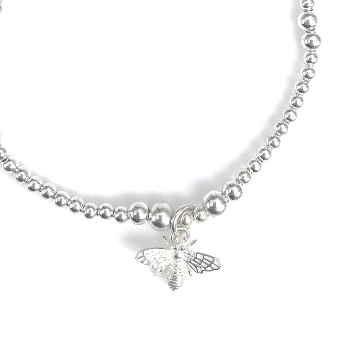 Molly – Bibie™ Sterling Silver Beaded Bee Charm Bracelet