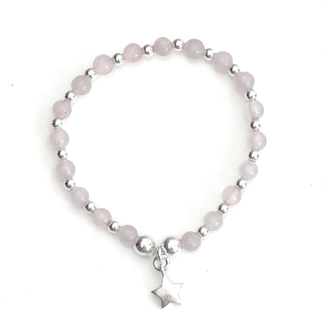 Ivy – Bibie™ Rose Quartz & Sterling Silver Star Charm Bracelet