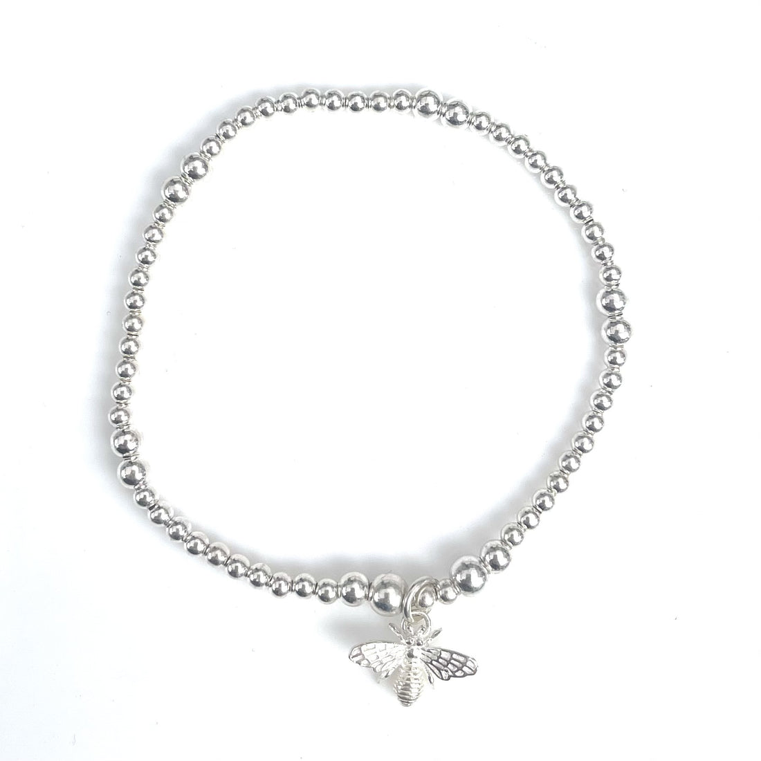 Molly – Bibie™ Sterling Silver Beaded Bee Charm Bracelet