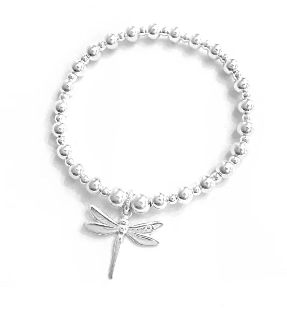 Mona – Bibie™ Sterling Silver Dragonfly Charm Beaded Bracelet