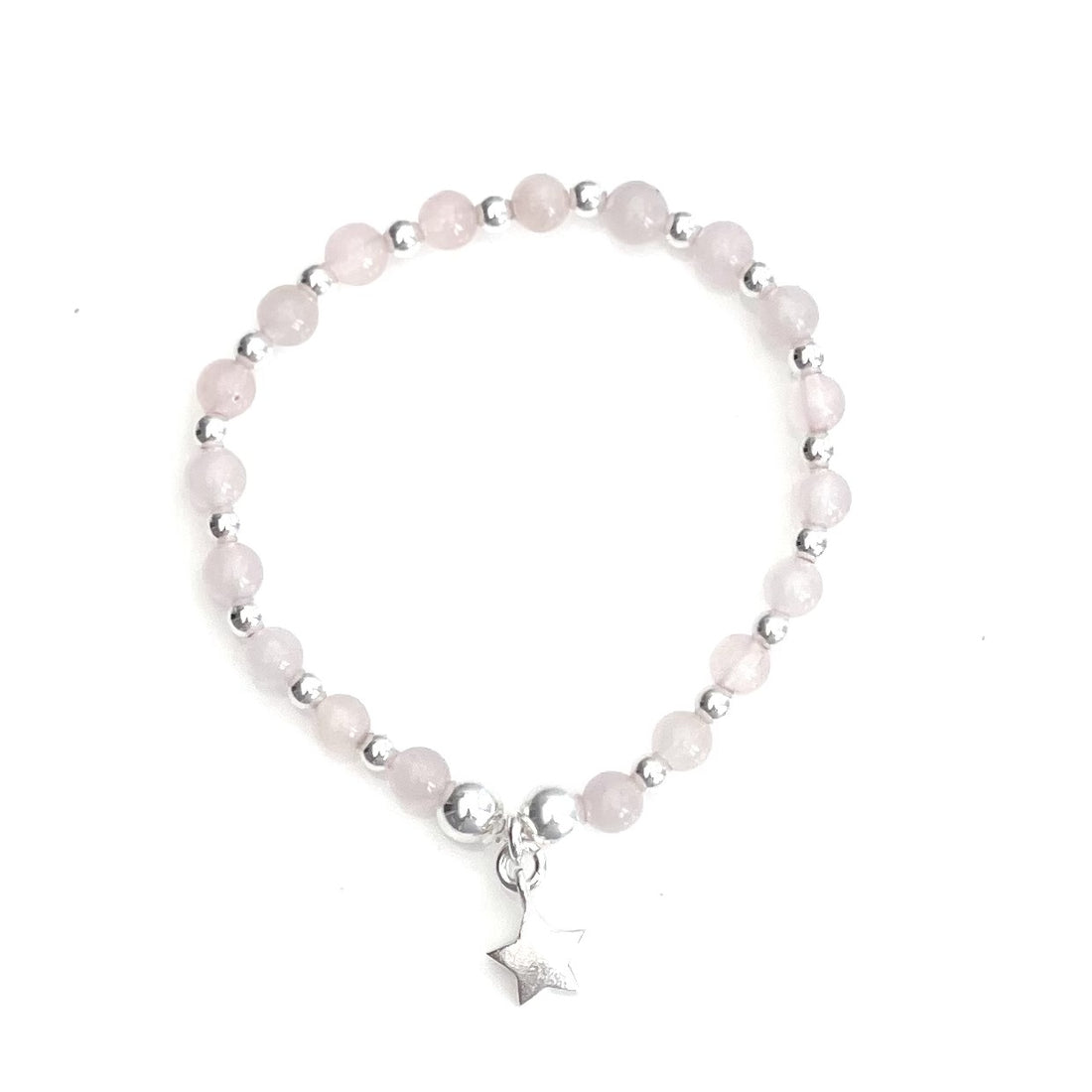 Ivy – Bibie™ Rose Quartz & Sterling Silver Star Charm Bracelet