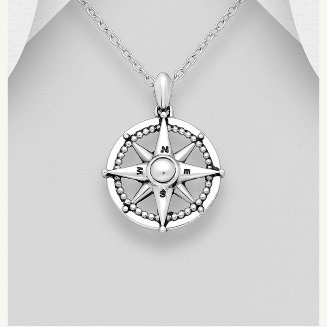 Davina – Bibie™ Sterling Silver Detailed Compass Pendant Necklace